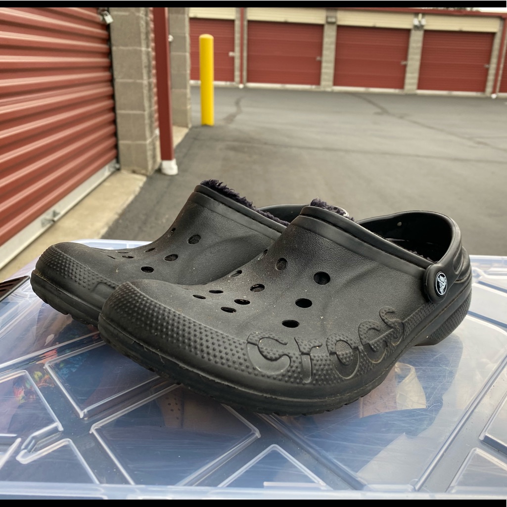 Crocs Black Rubber Clogs Ankle Strap Sandals